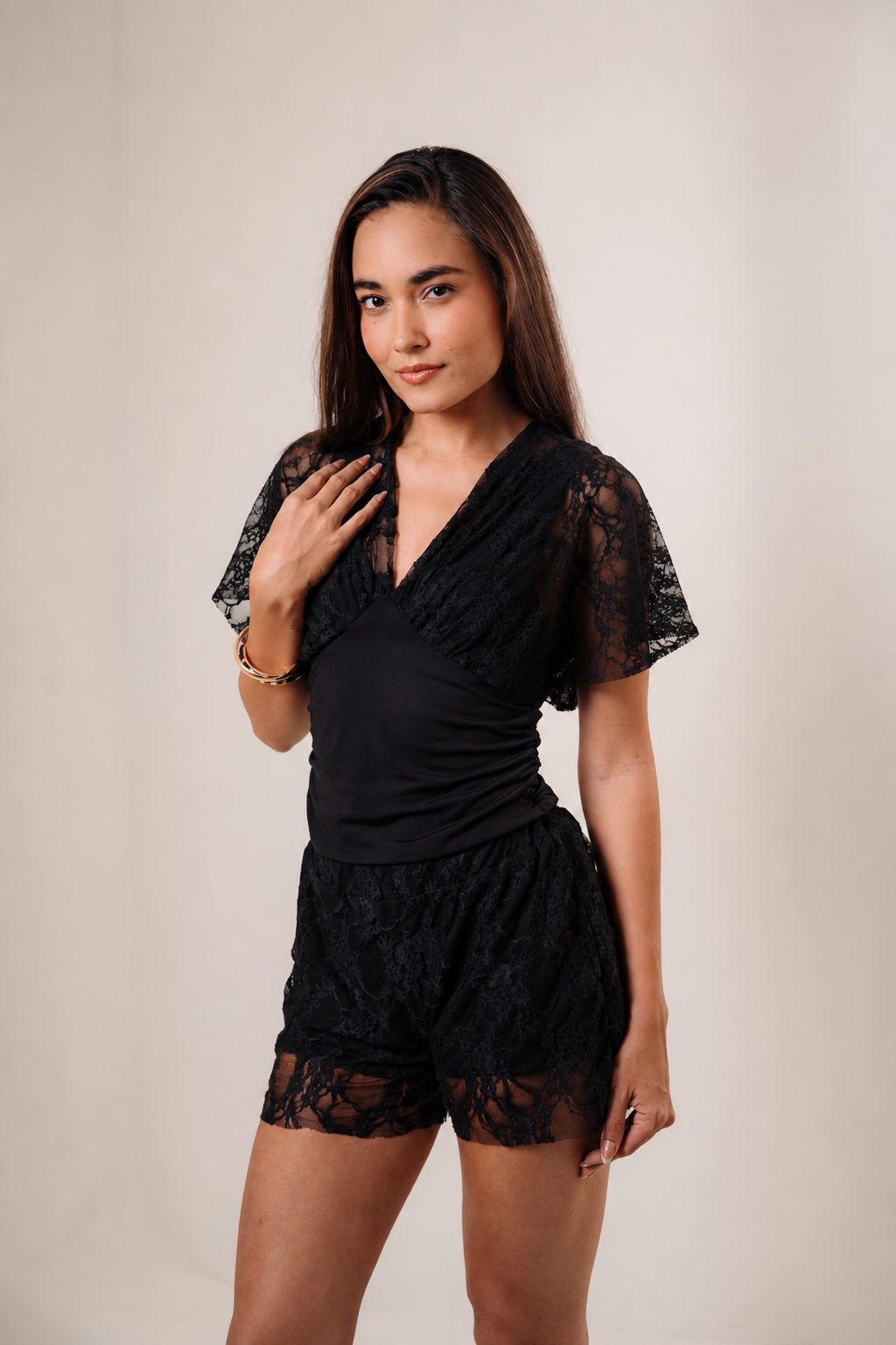 Lace overlay shorts