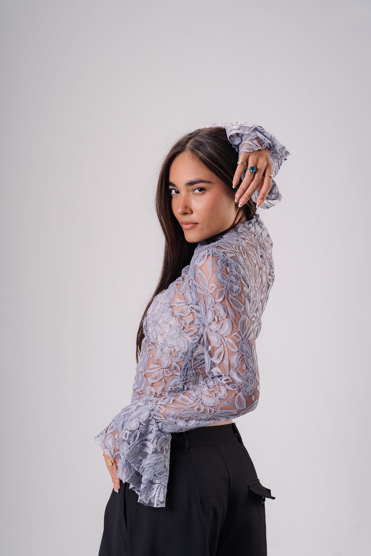 Ruffled lace top