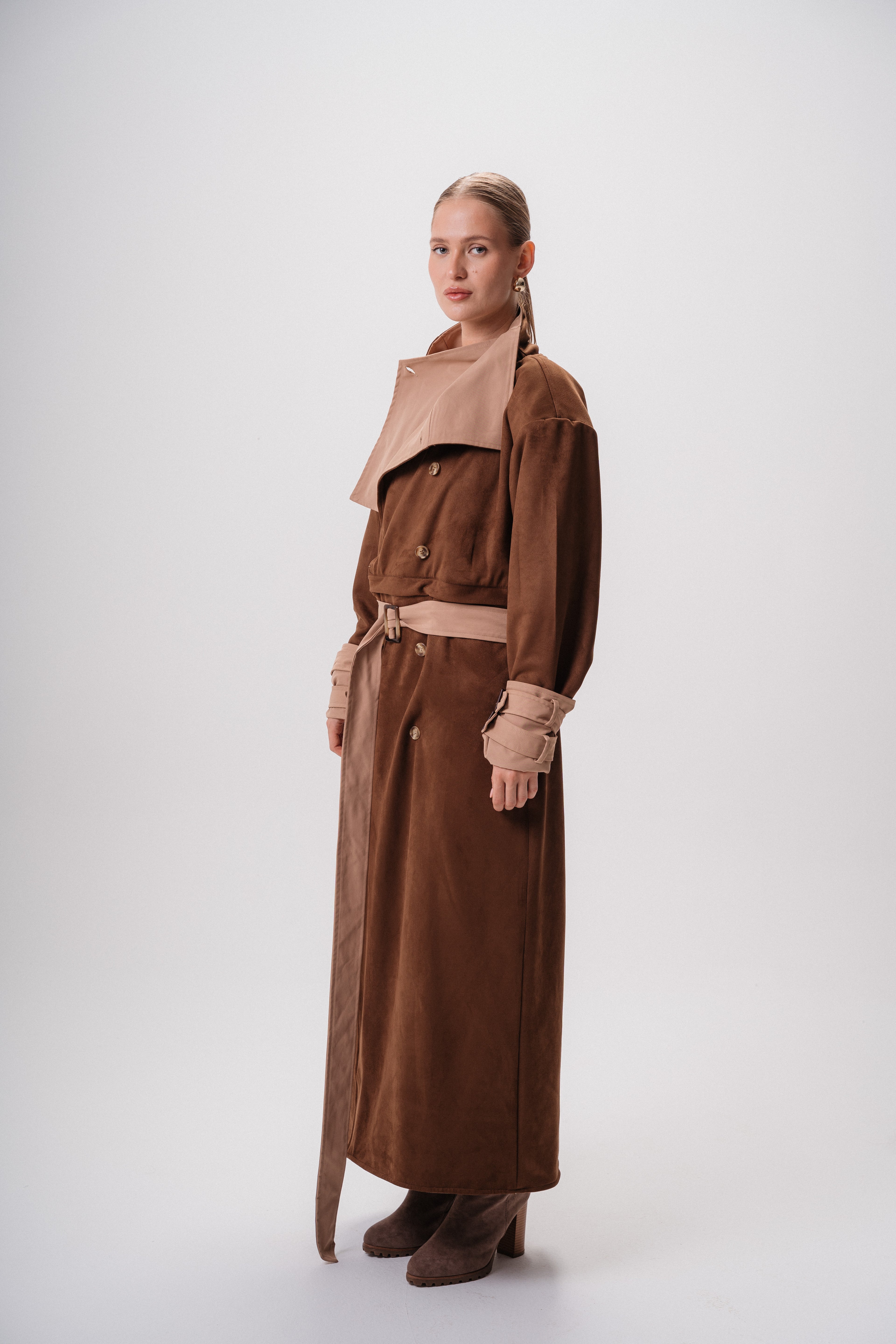 Reversible Gabardine & Suede Trench Coat
