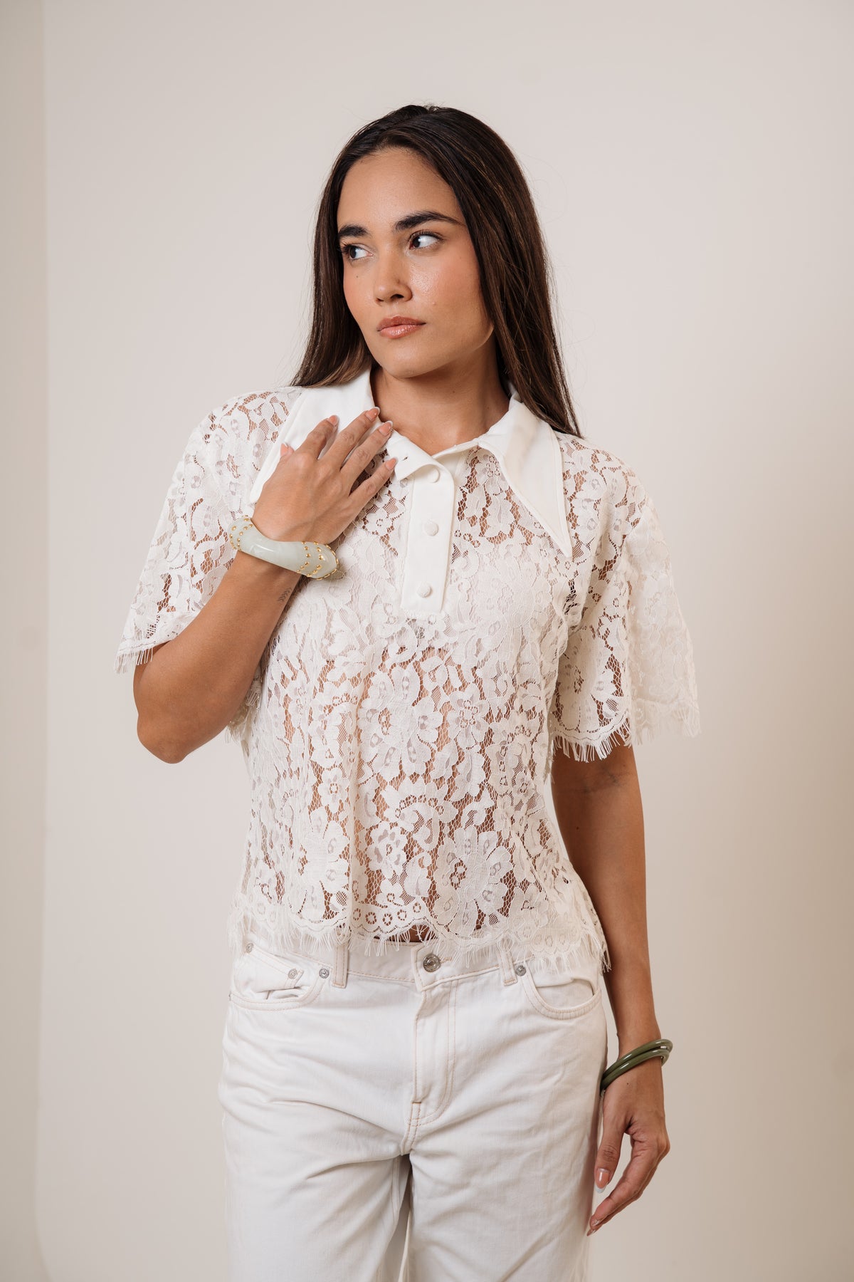 Lace collar top