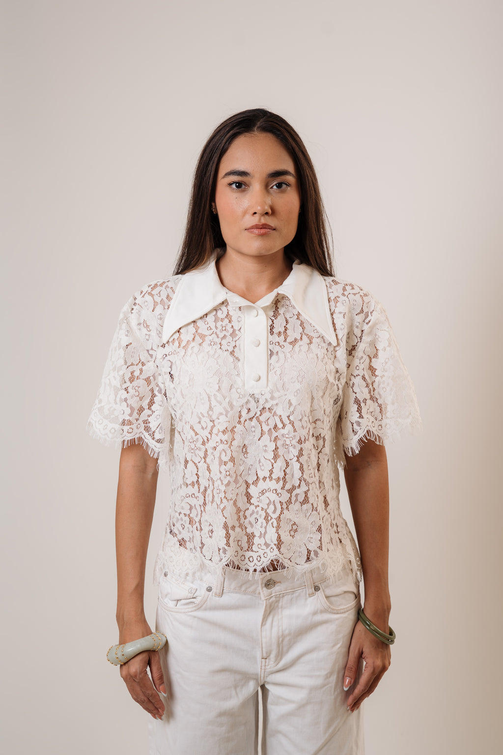 Lace collar top