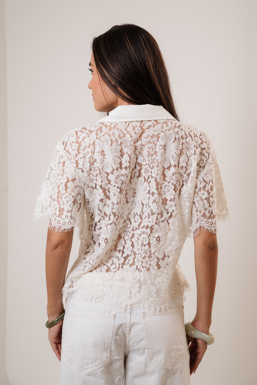 Lace collar top