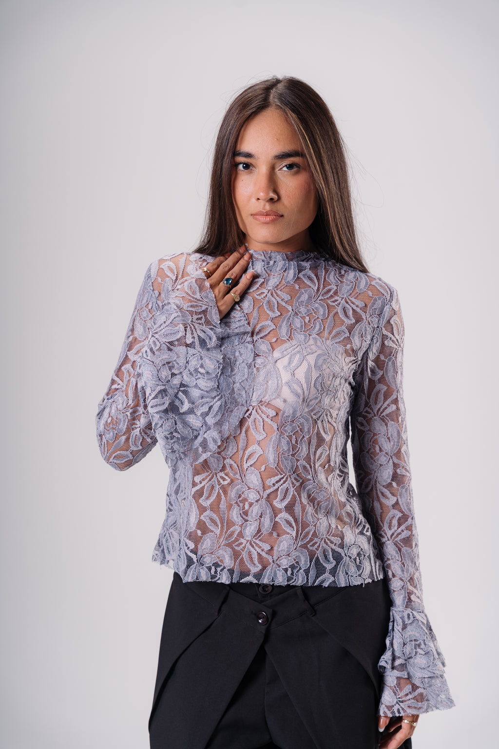 Ruffled lace top