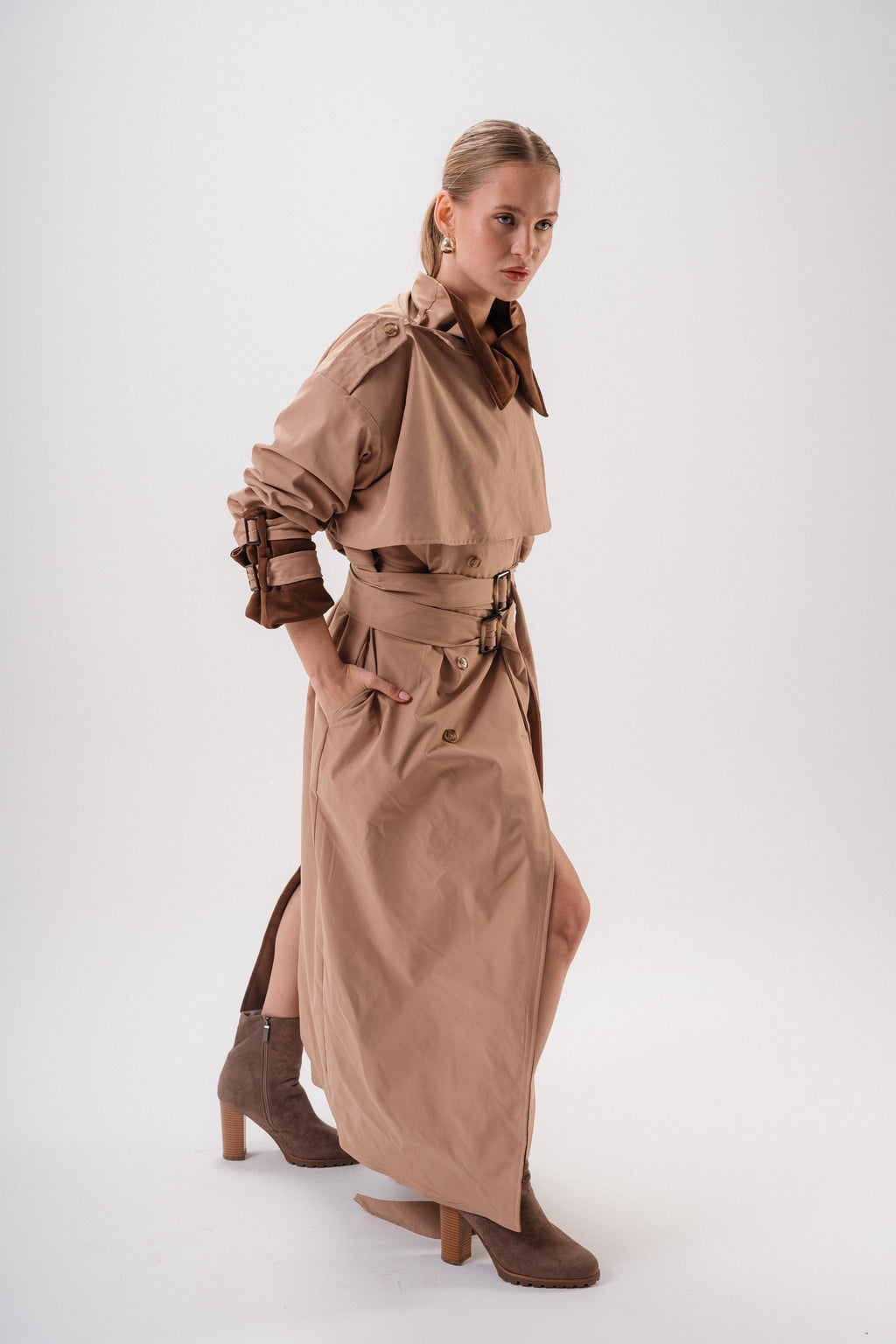 Reversible Gabardine & Suede Trench Coat