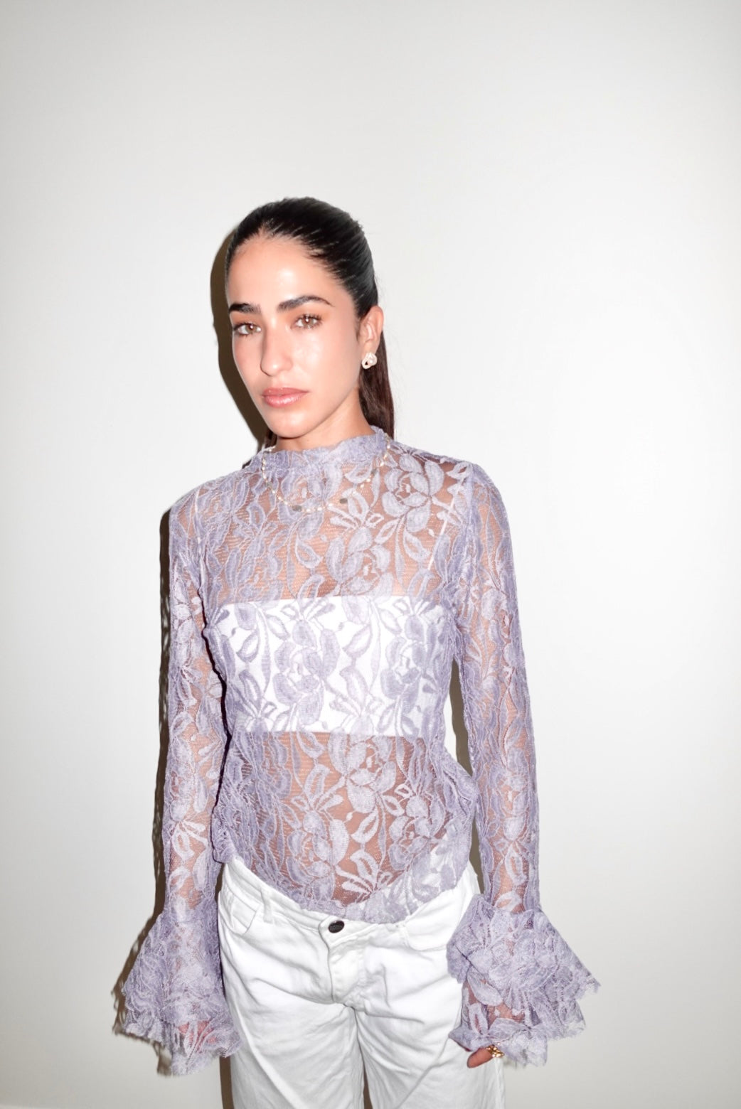 Ruffled lace top