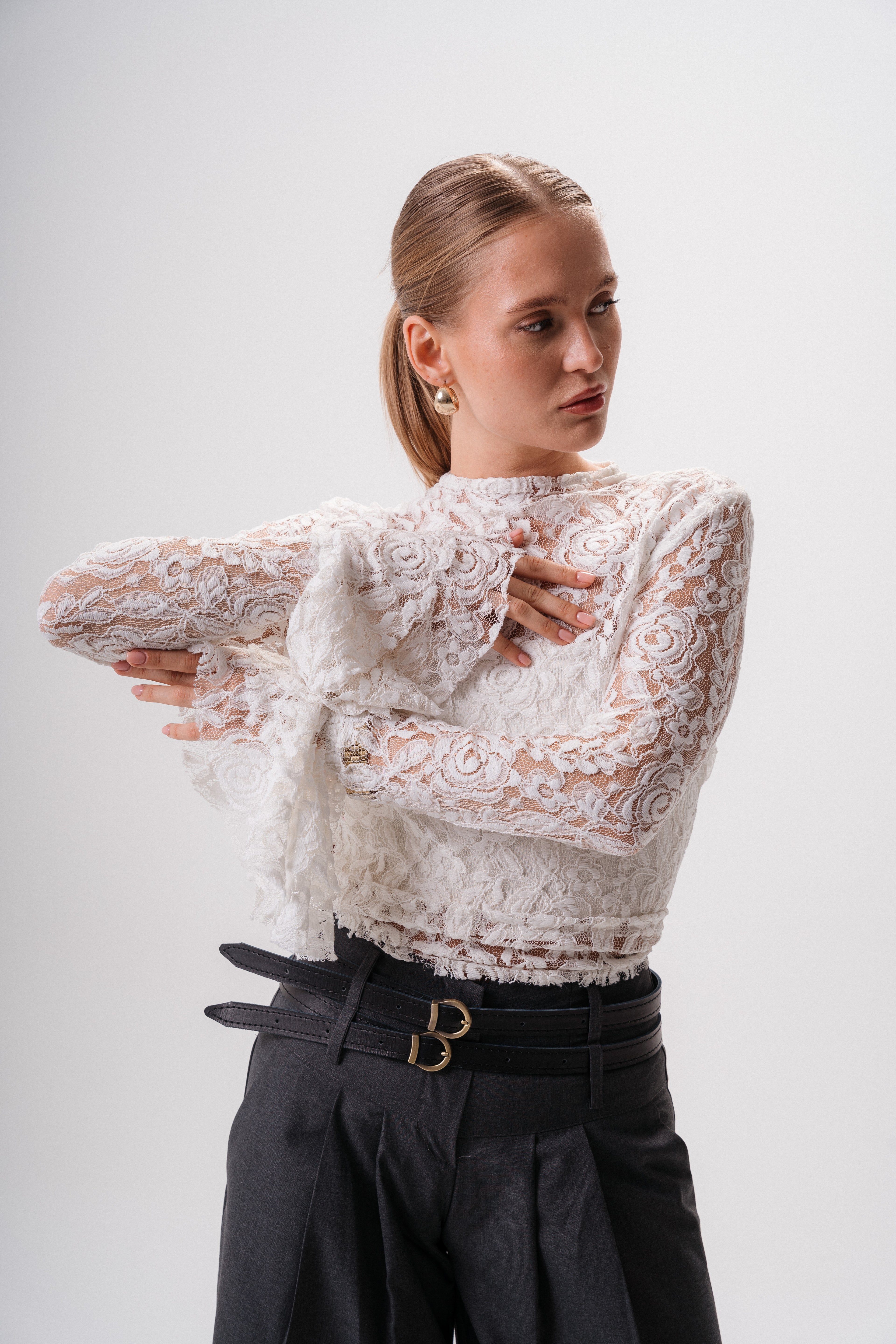Ruffled lace blouse