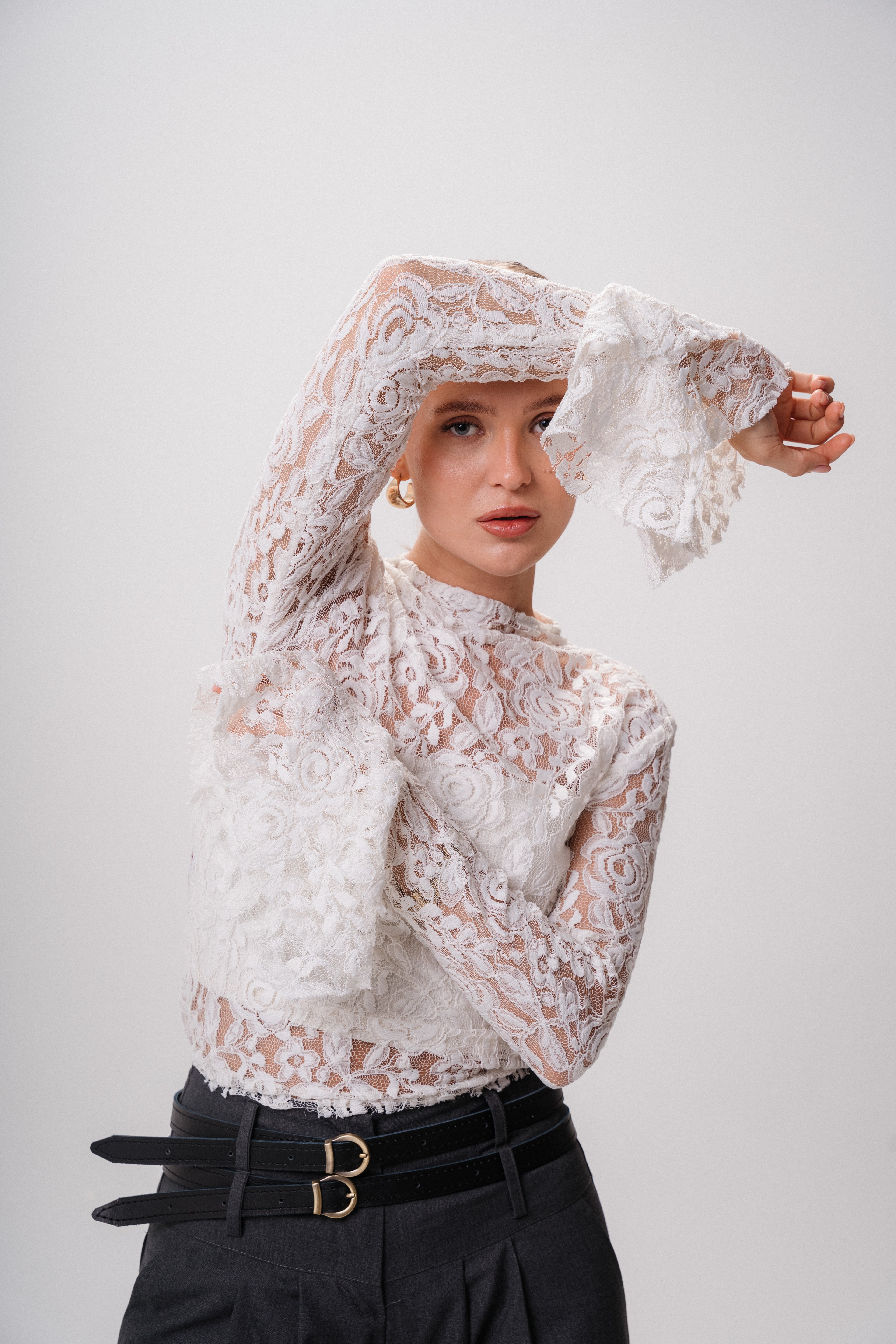 Ruffled lace blouse