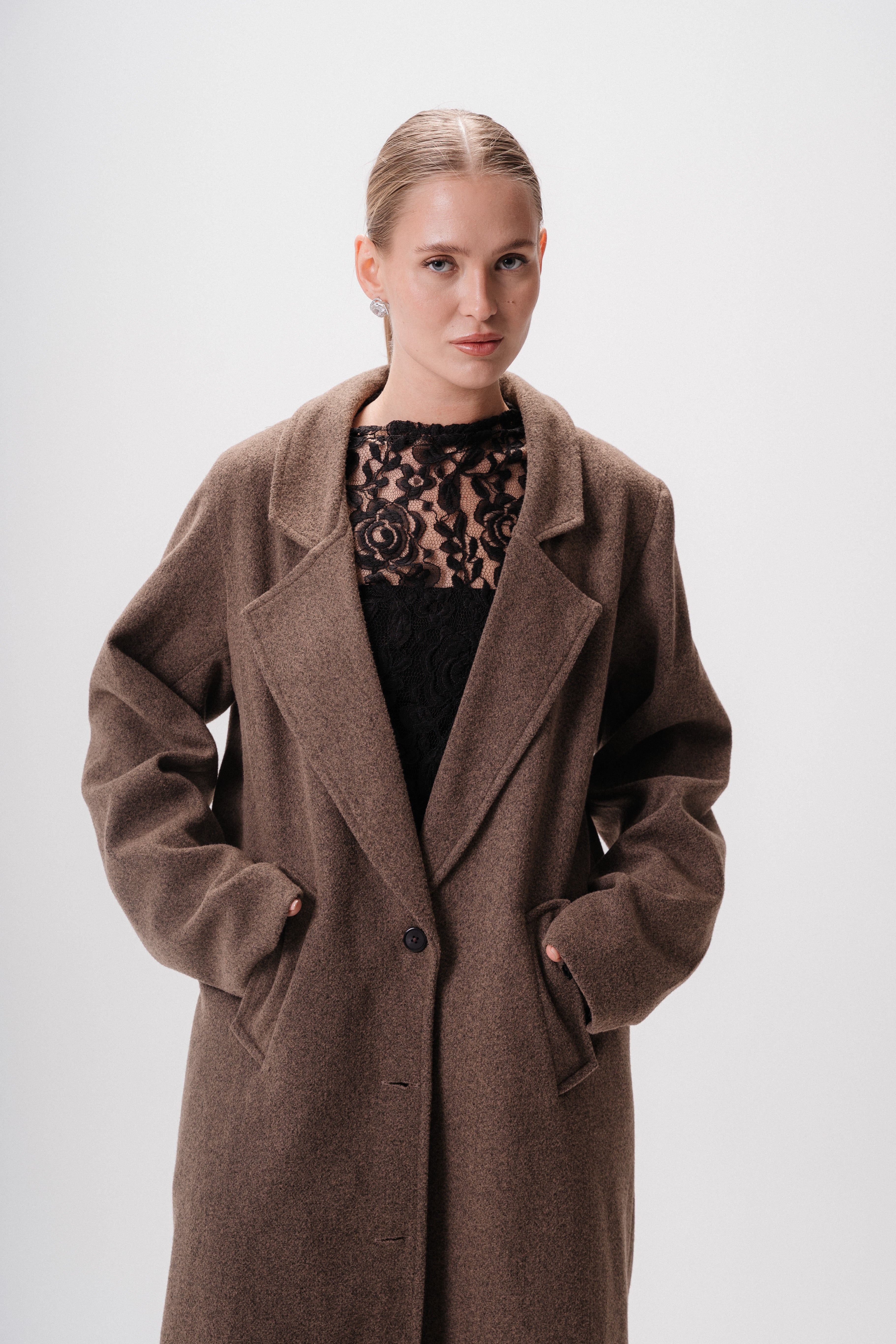 Textured Wool Long Coat