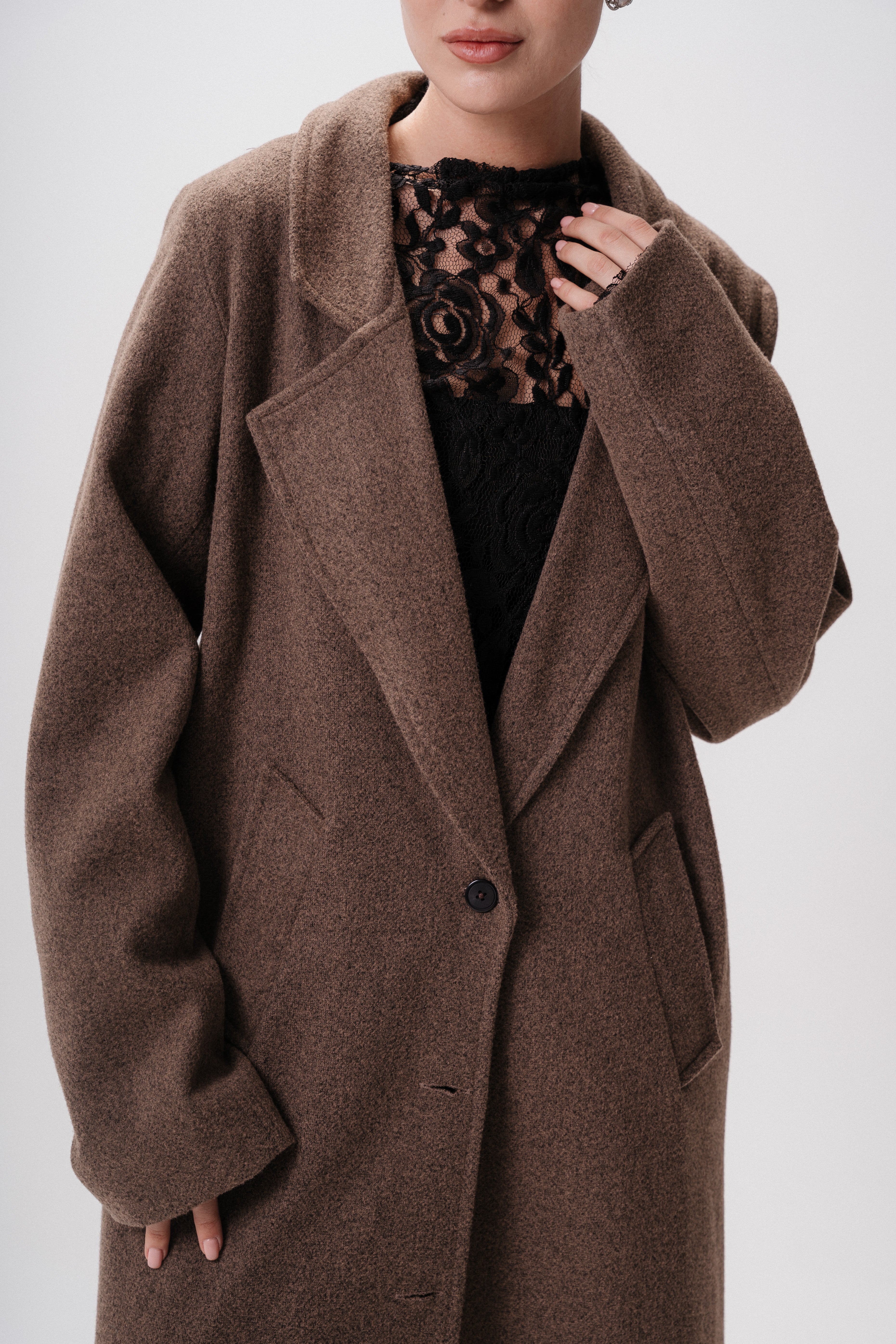 Textured Wool Long Coat
