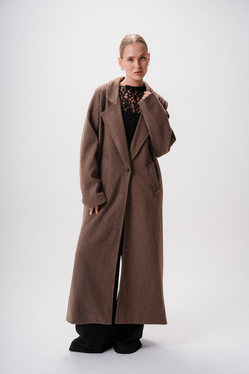 Textured Wool Long Coat