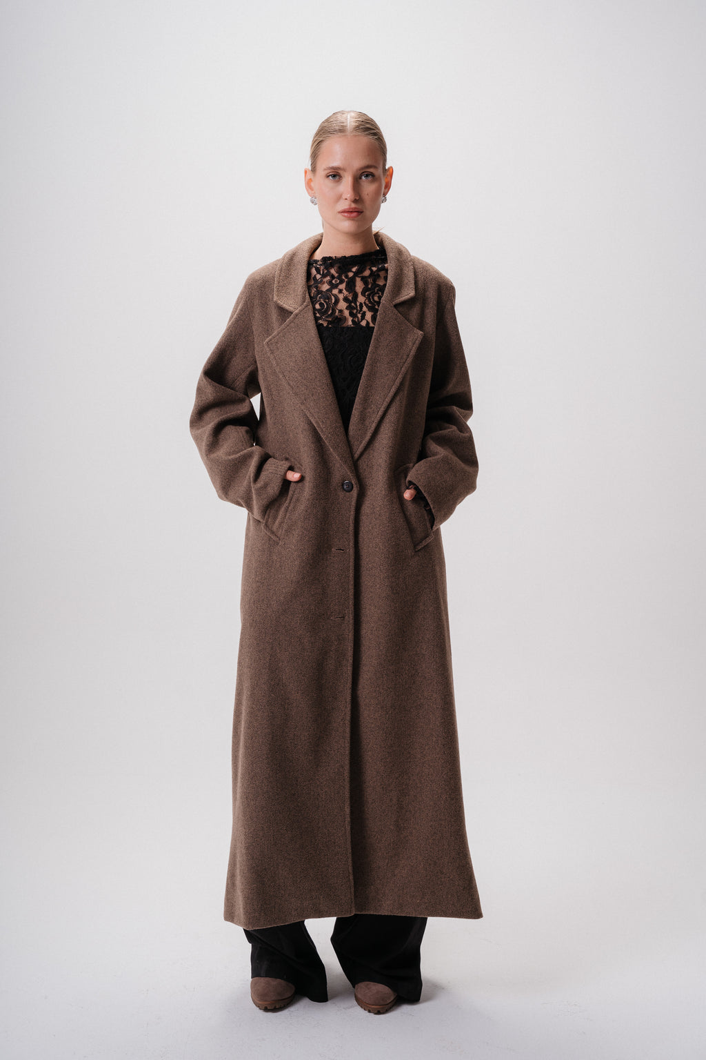 Textured Wool Long Coat