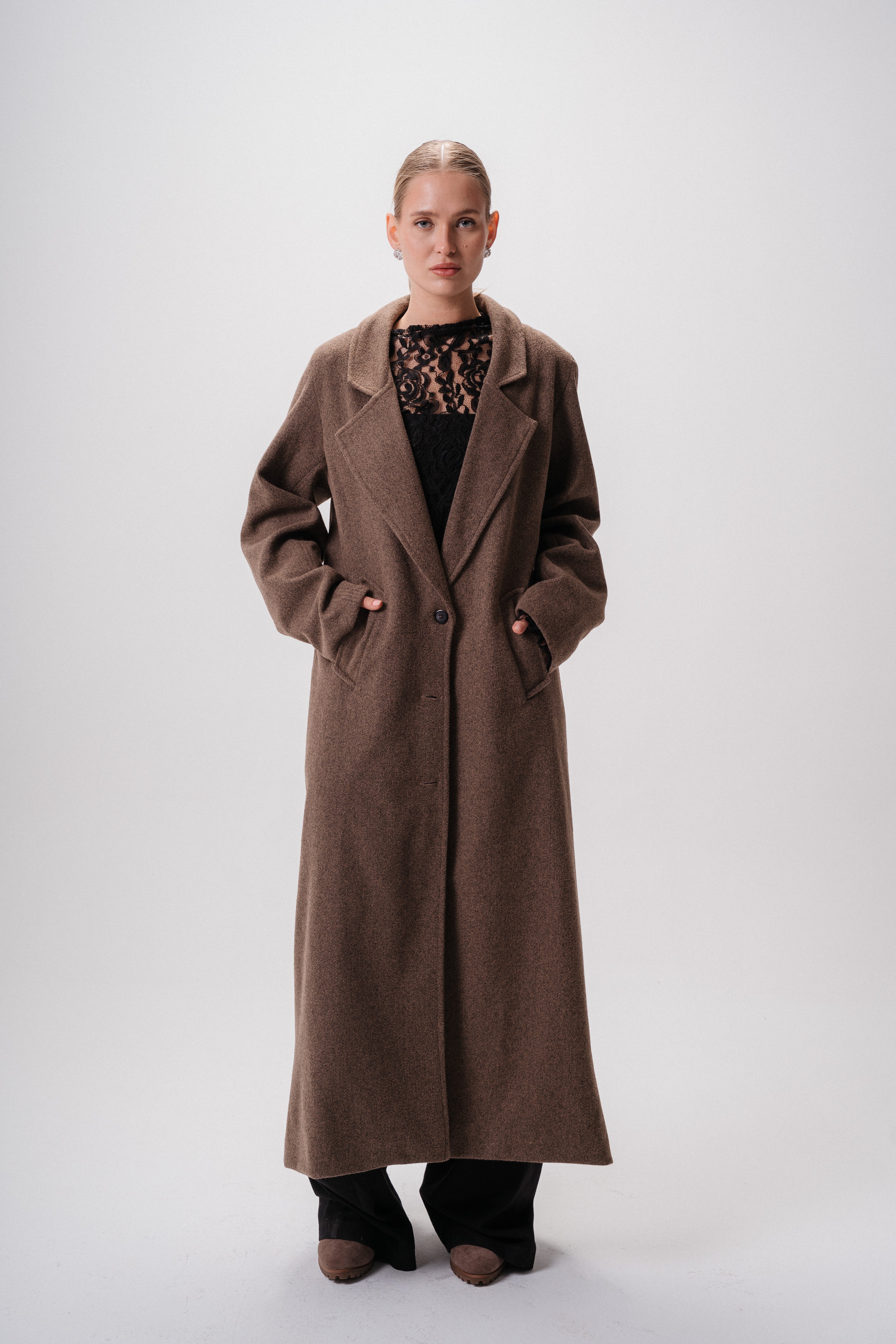 Textured Wool Long Coat