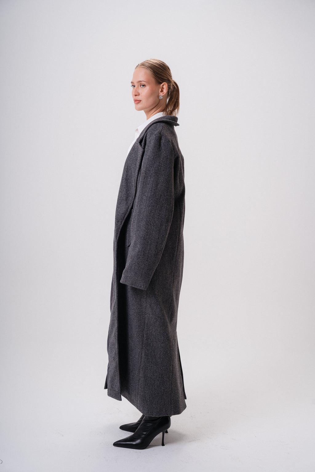 Textured Wool Long Coat