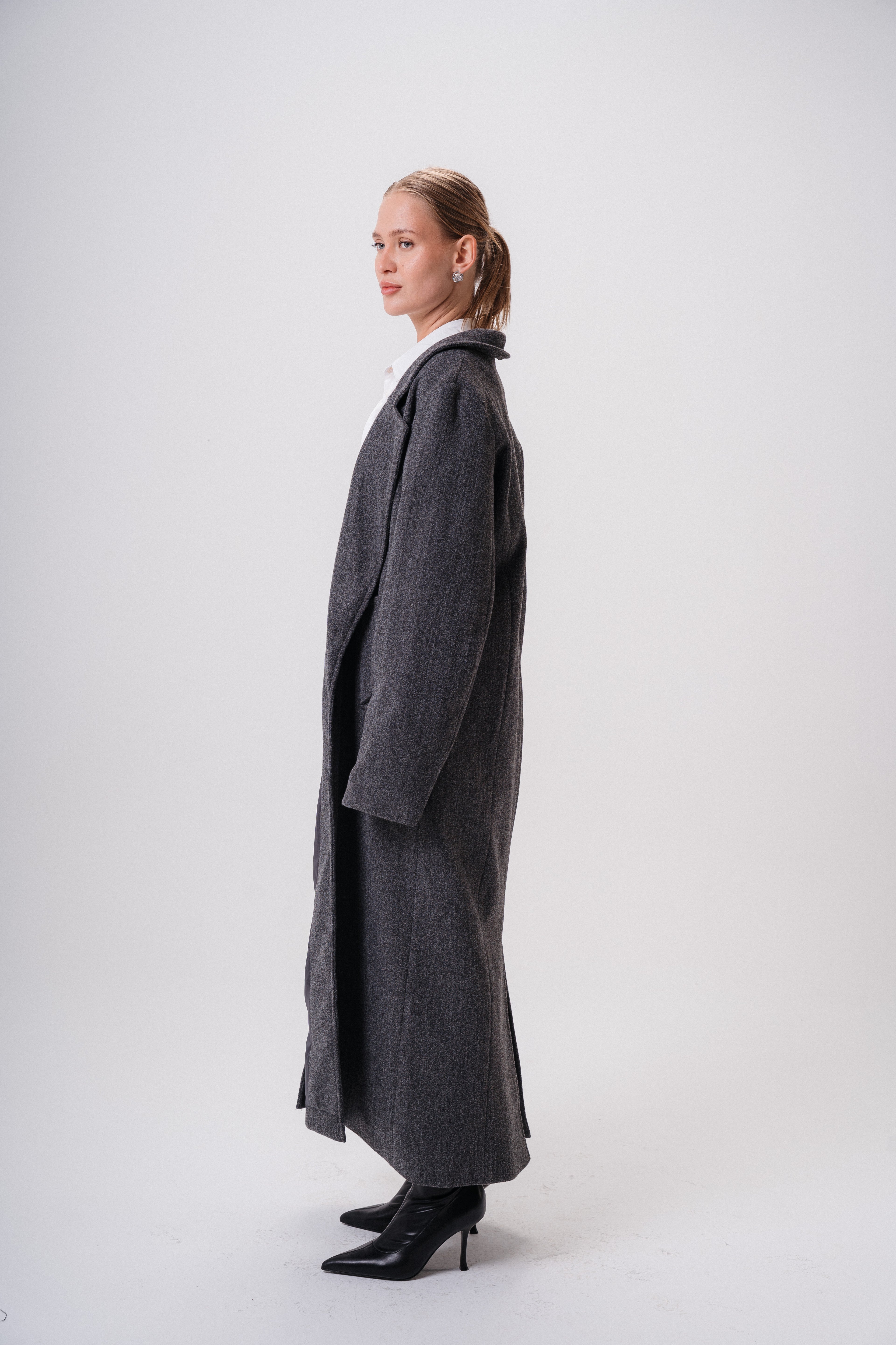Textured Wool Long Coat