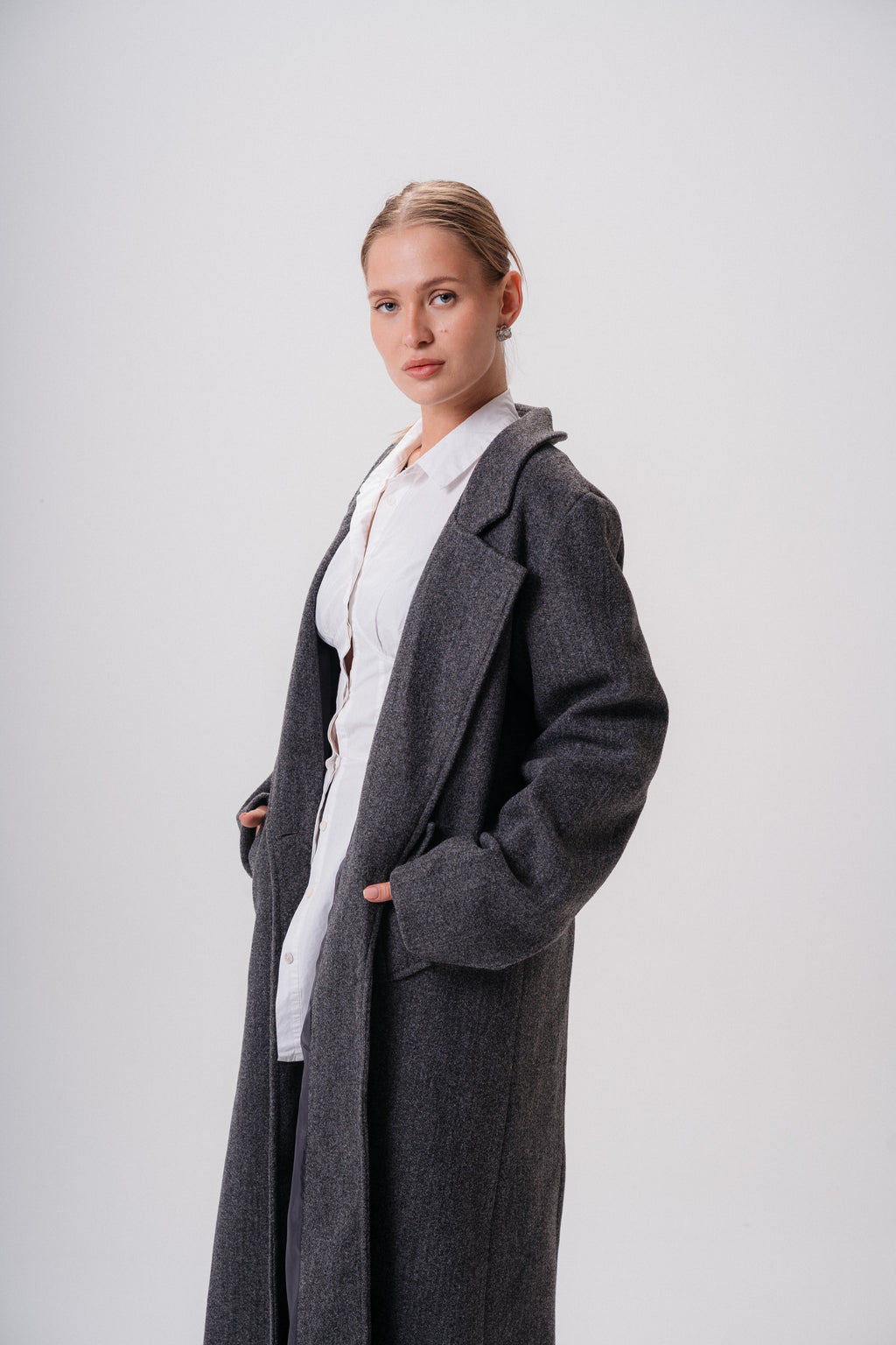 Textured Wool Long Coat