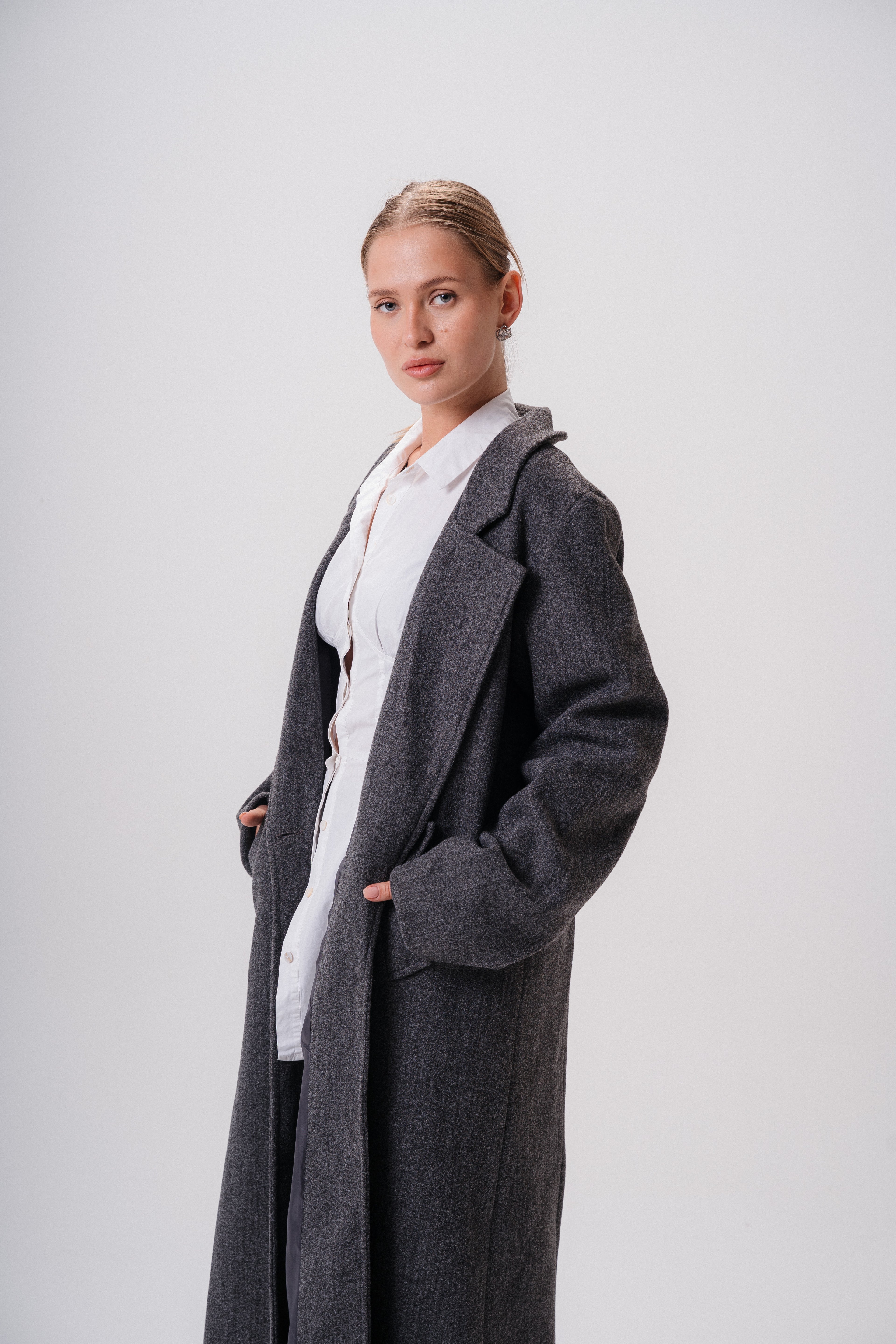 Textured Wool Long Coat