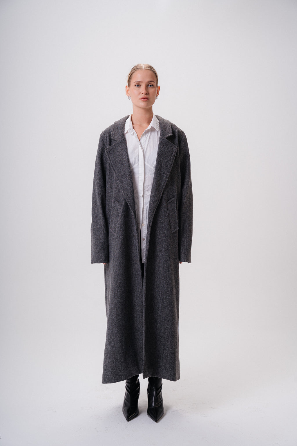 Textured Wool Long Coat