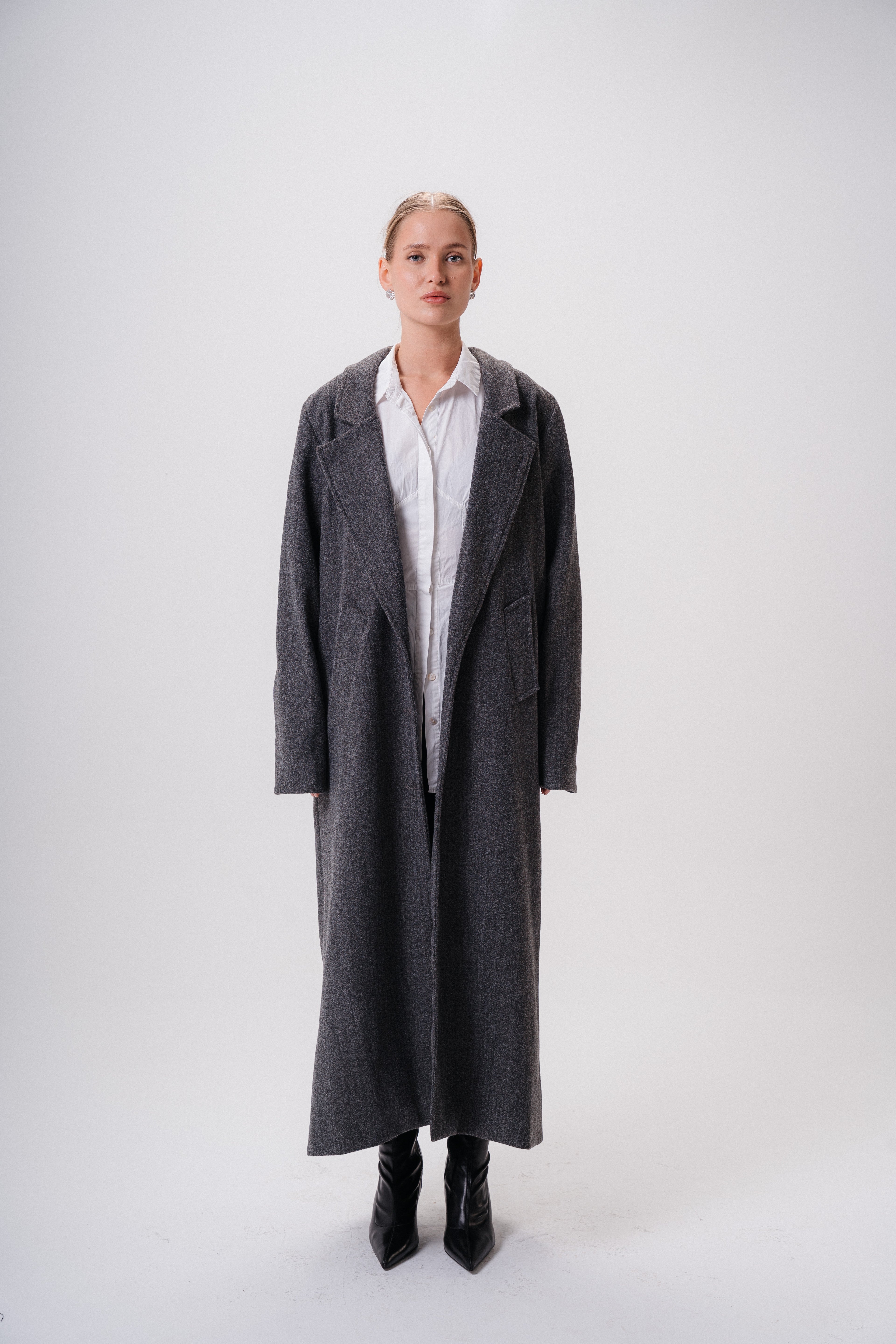 Textured Wool Long Coat