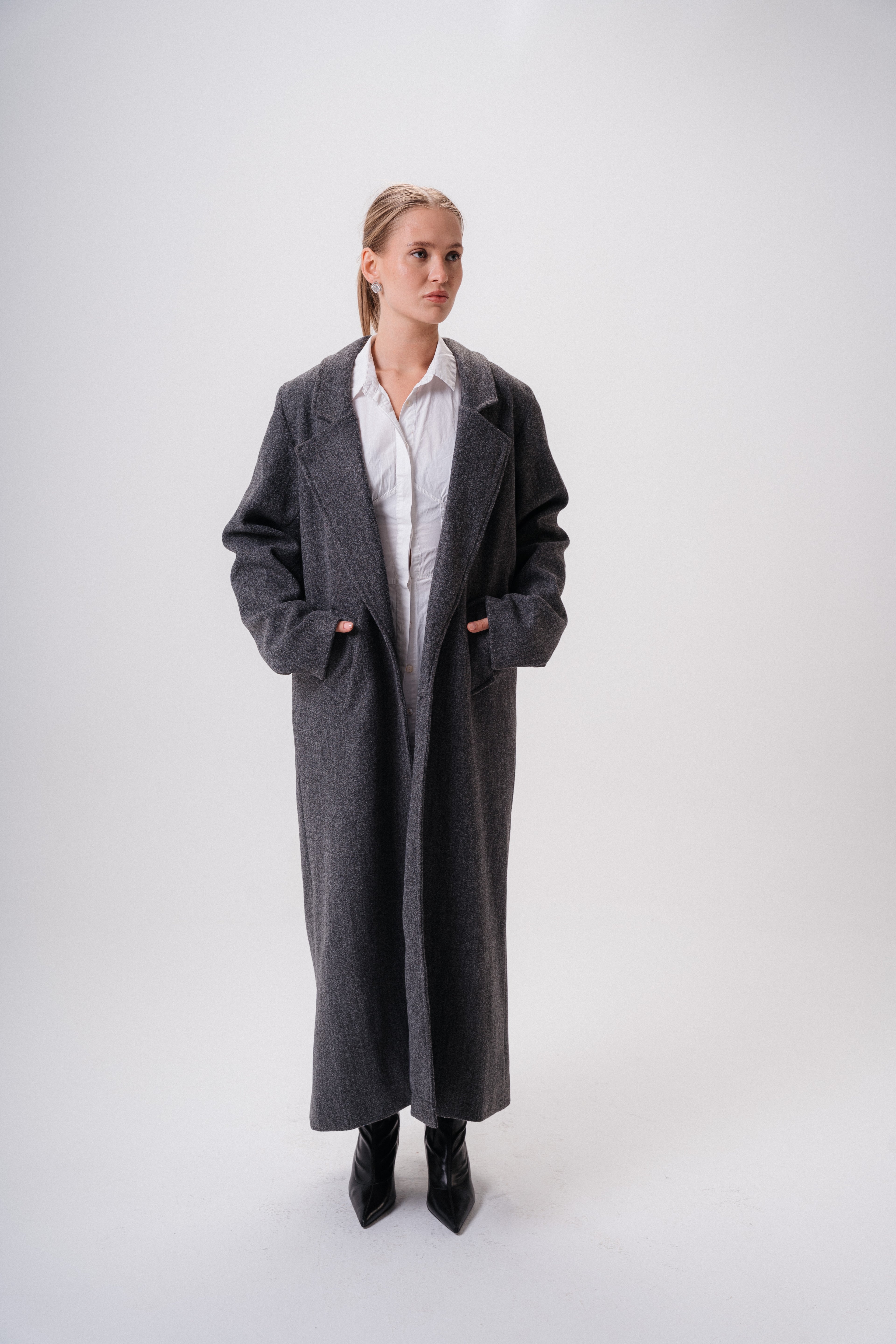Textured Wool Long Coat