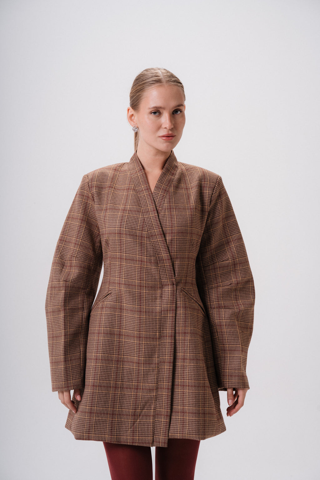 plaid mini blazer dress