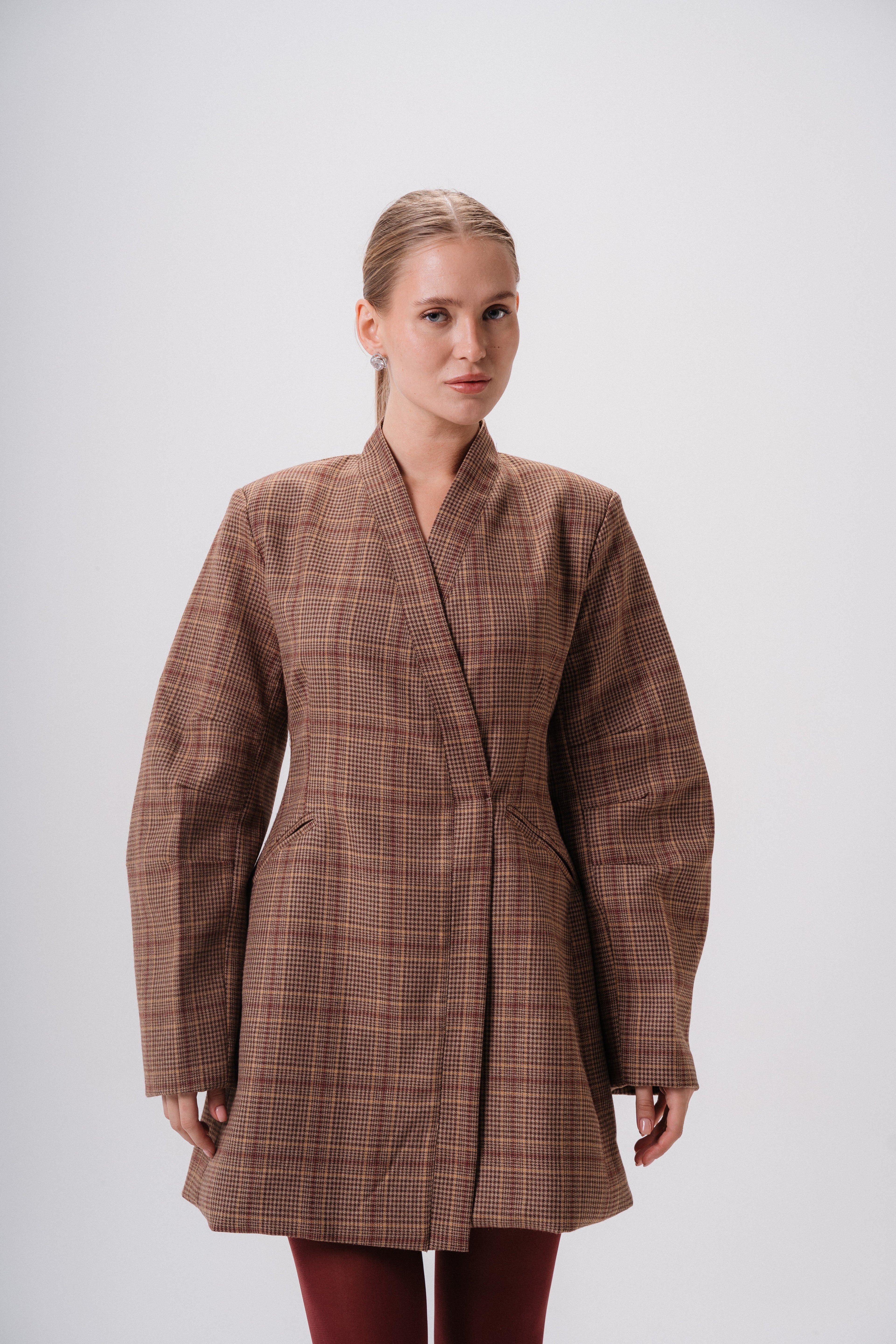 plaid mini blazer dress