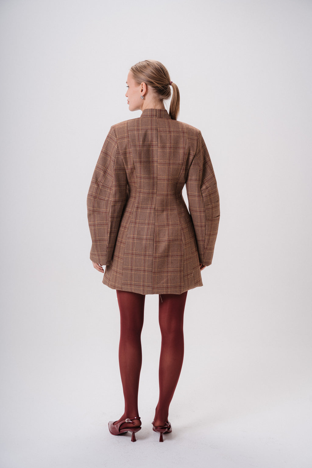 plaid mini blazer dress
