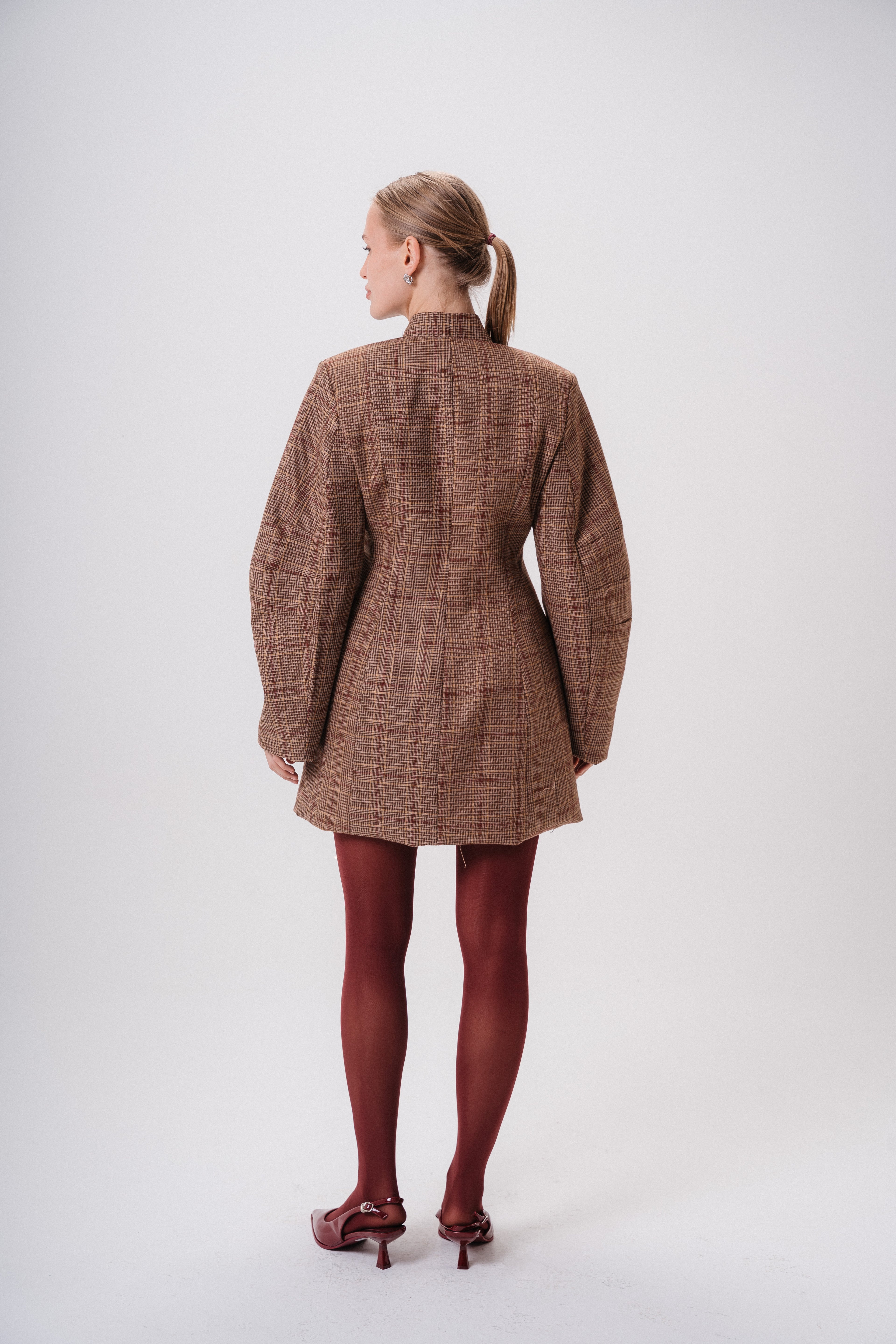 plaid mini blazer dress