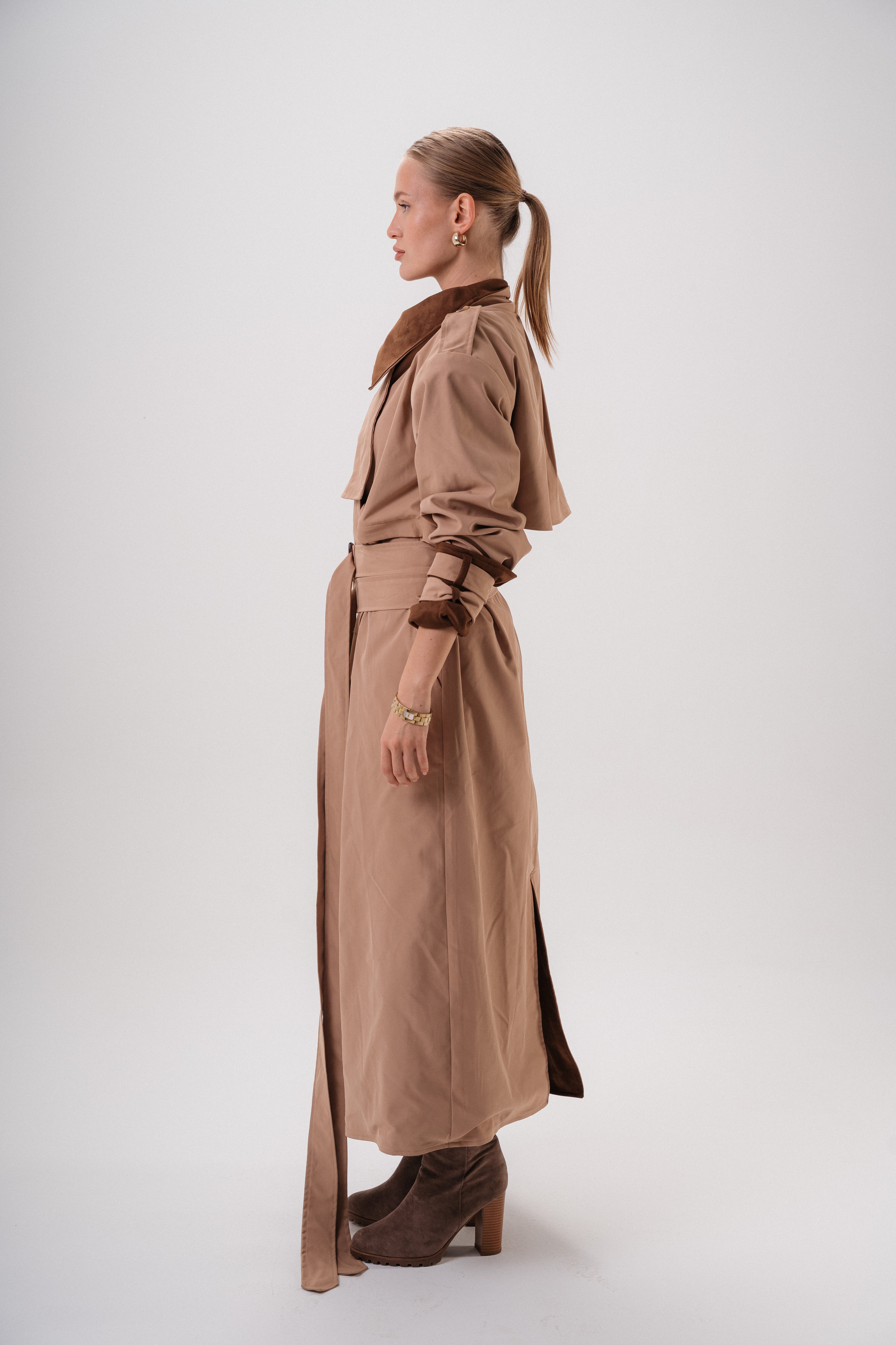 Reversible Gabardine & Suede Trench Coat