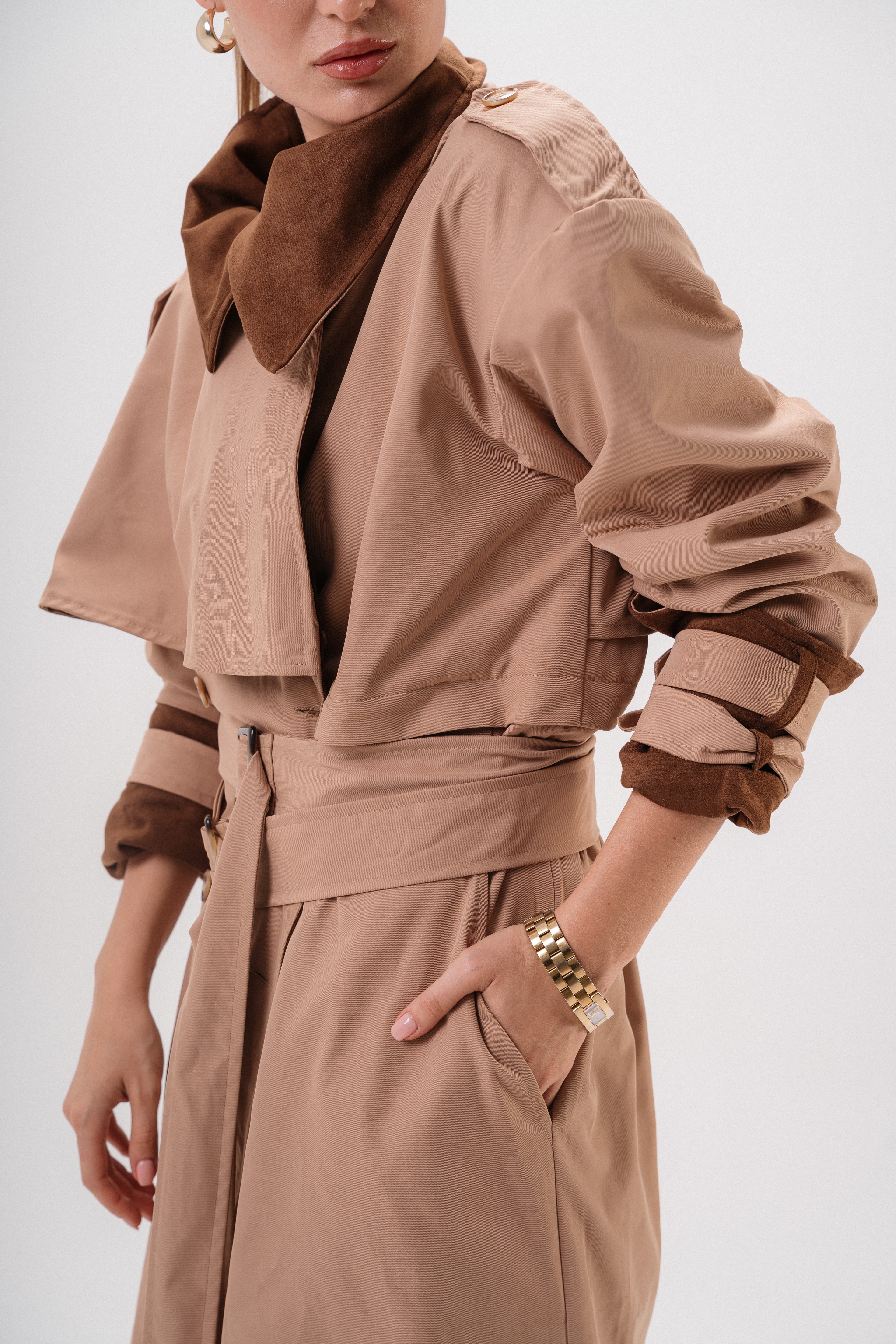 Reversible Gabardine & Suede Trench Coat