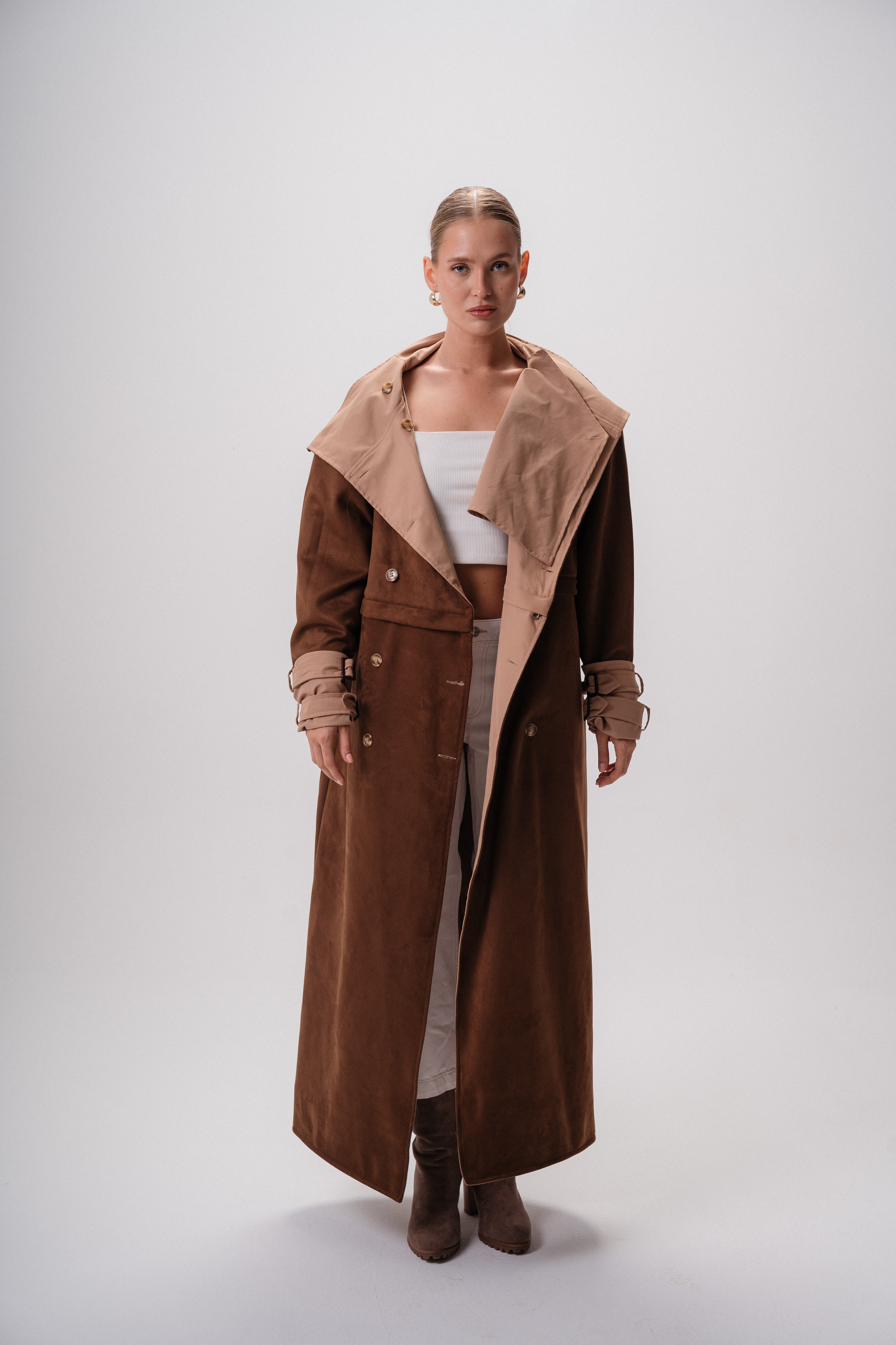 Reversible Gabardine & Suede Trench Coat