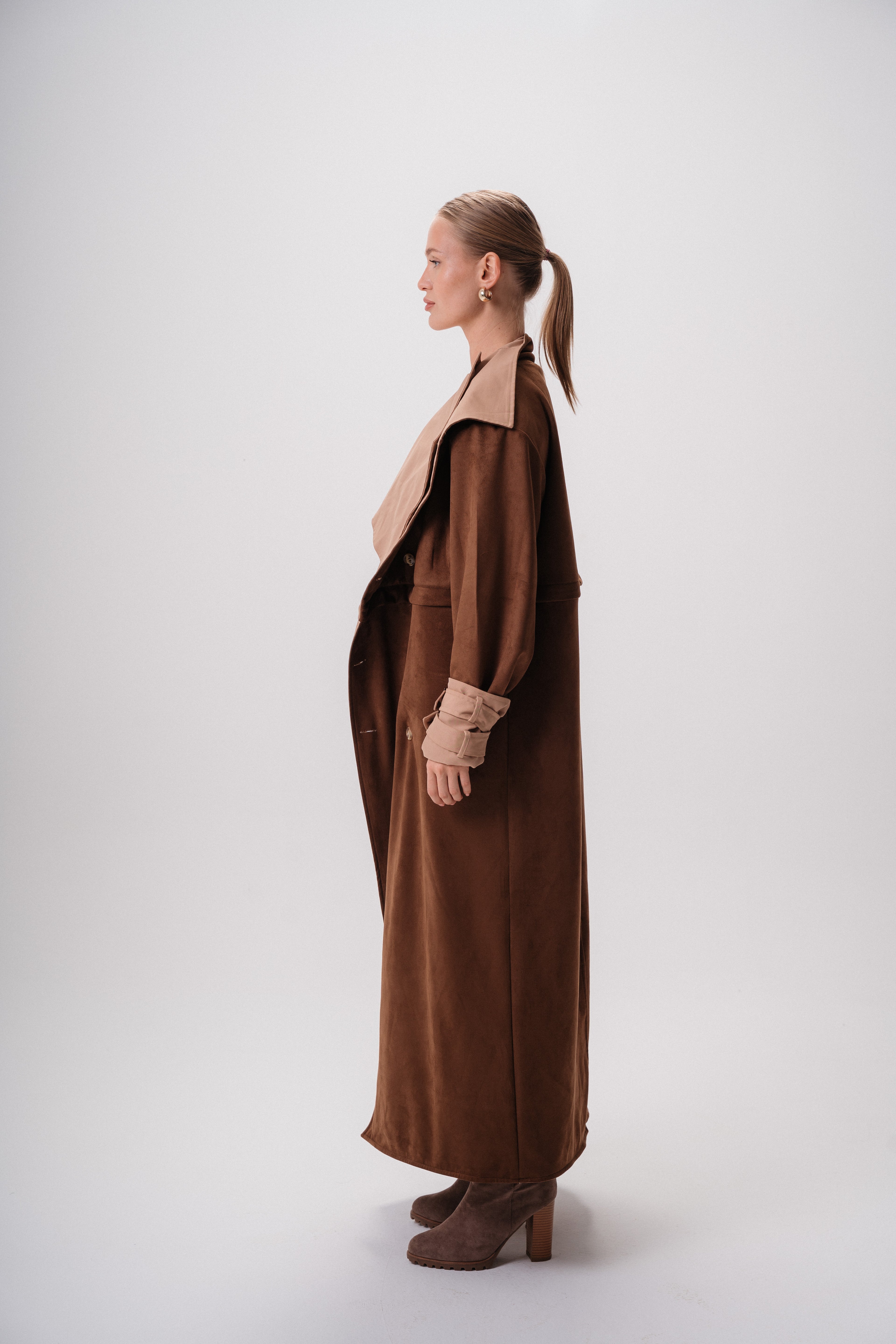 Reversible Gabardine & Suede Trench Coat