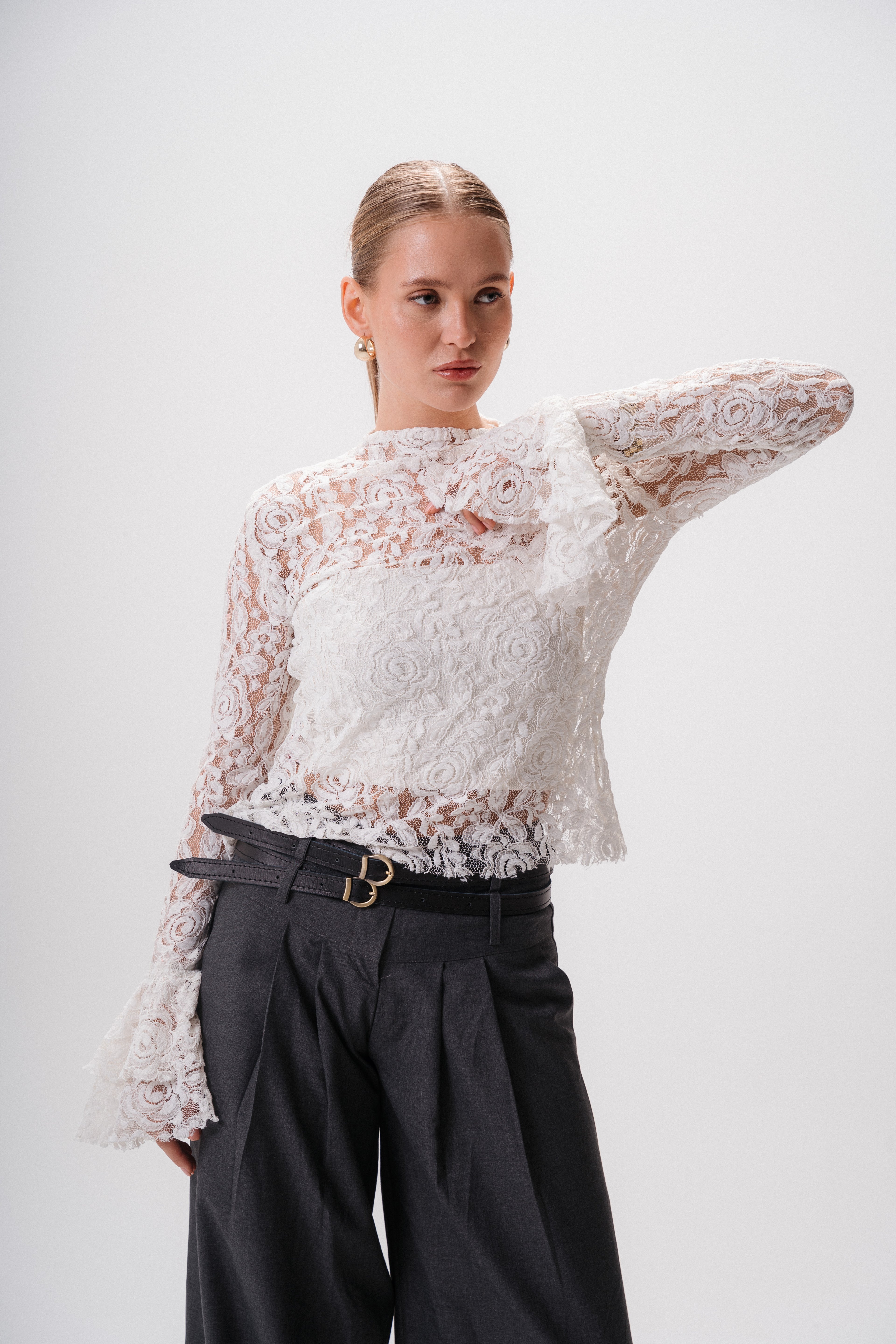 Ruffled lace blouse
