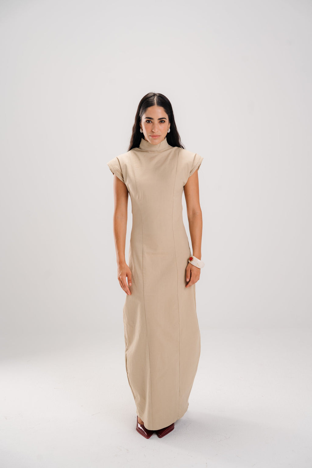 The Beige Sculpted Dress