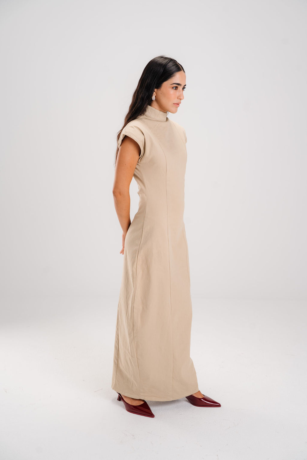 The Beige Sculpted Dress