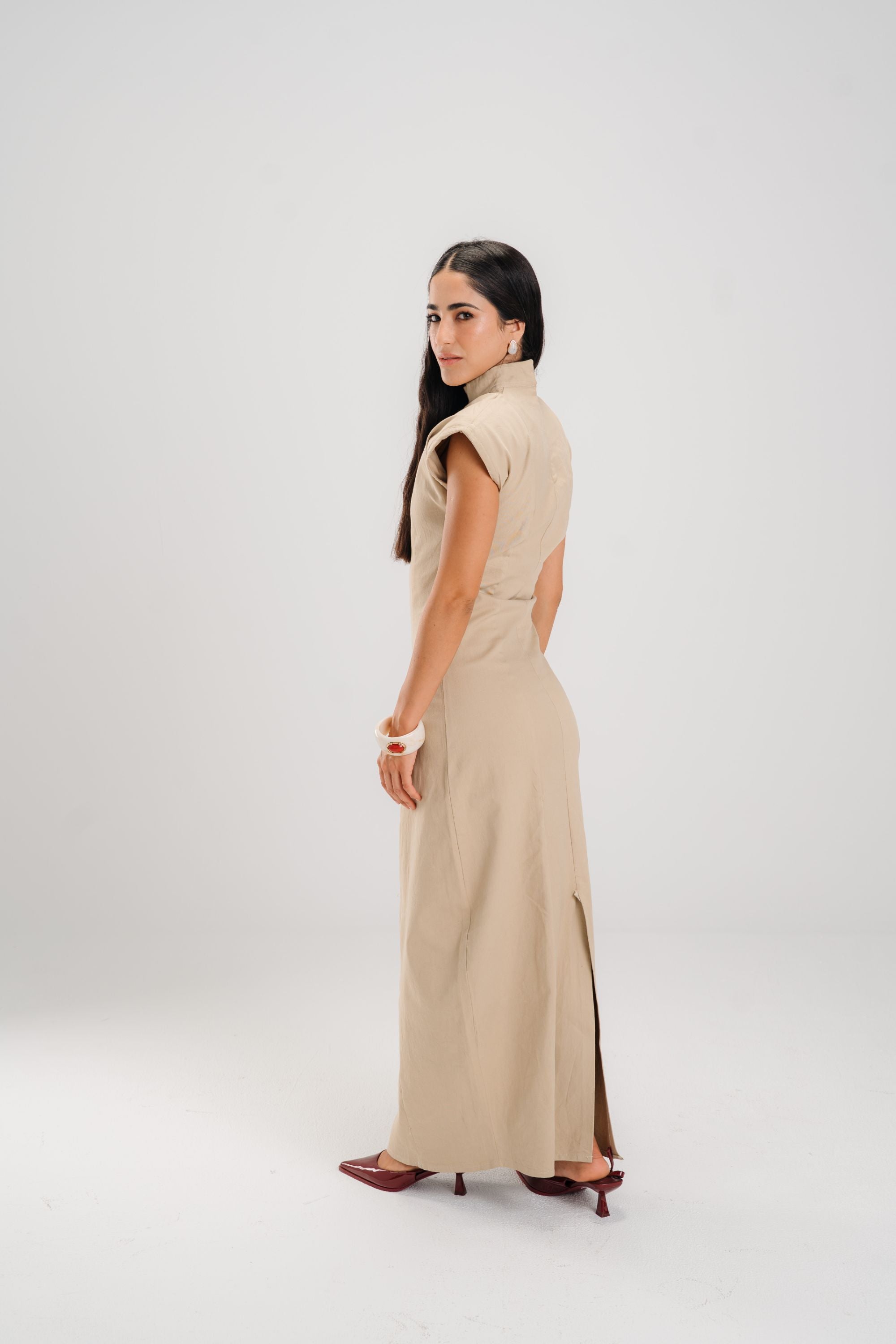 The Beige Sculpted Dress