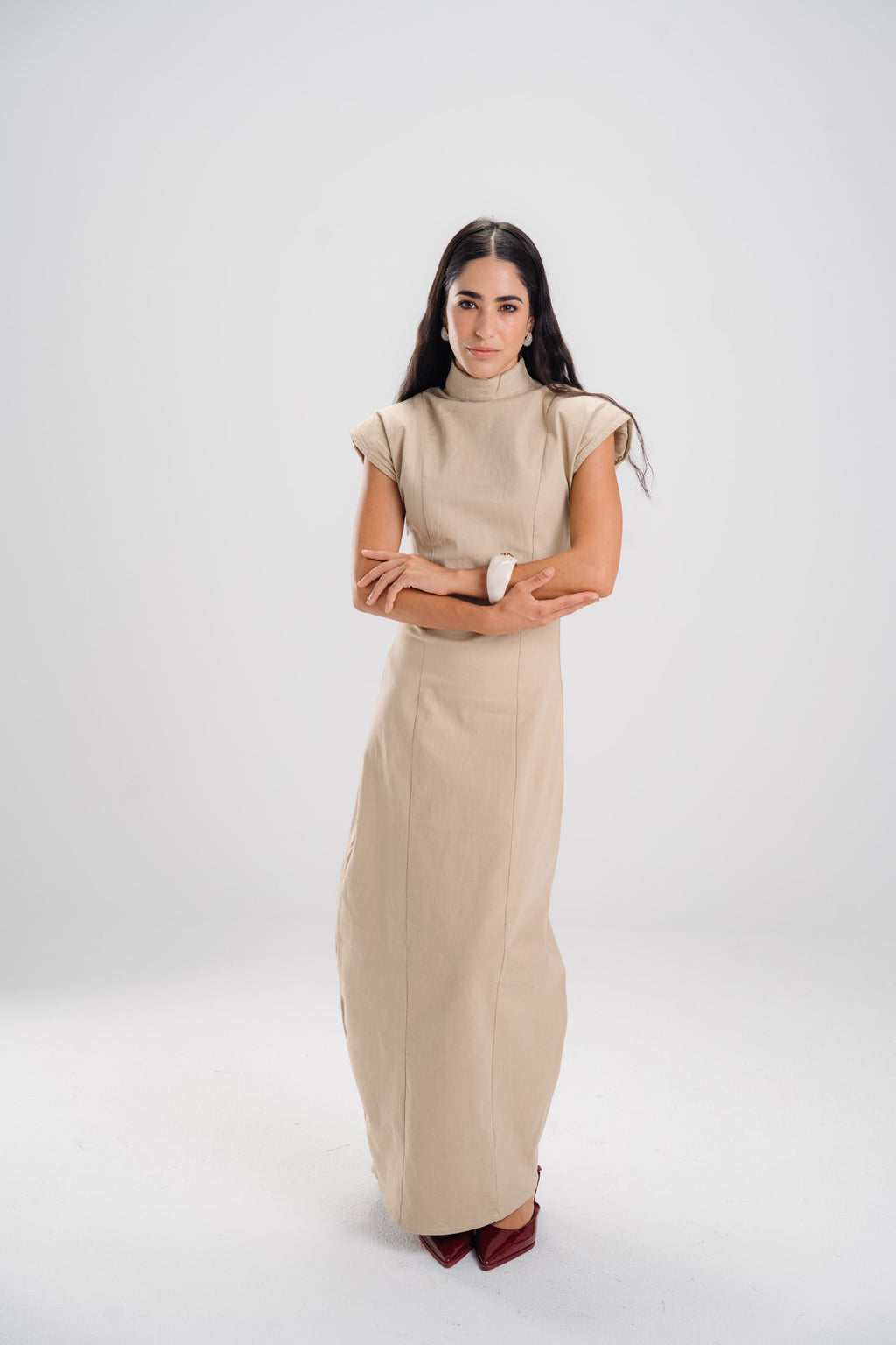 The Beige Sculpted Dress
