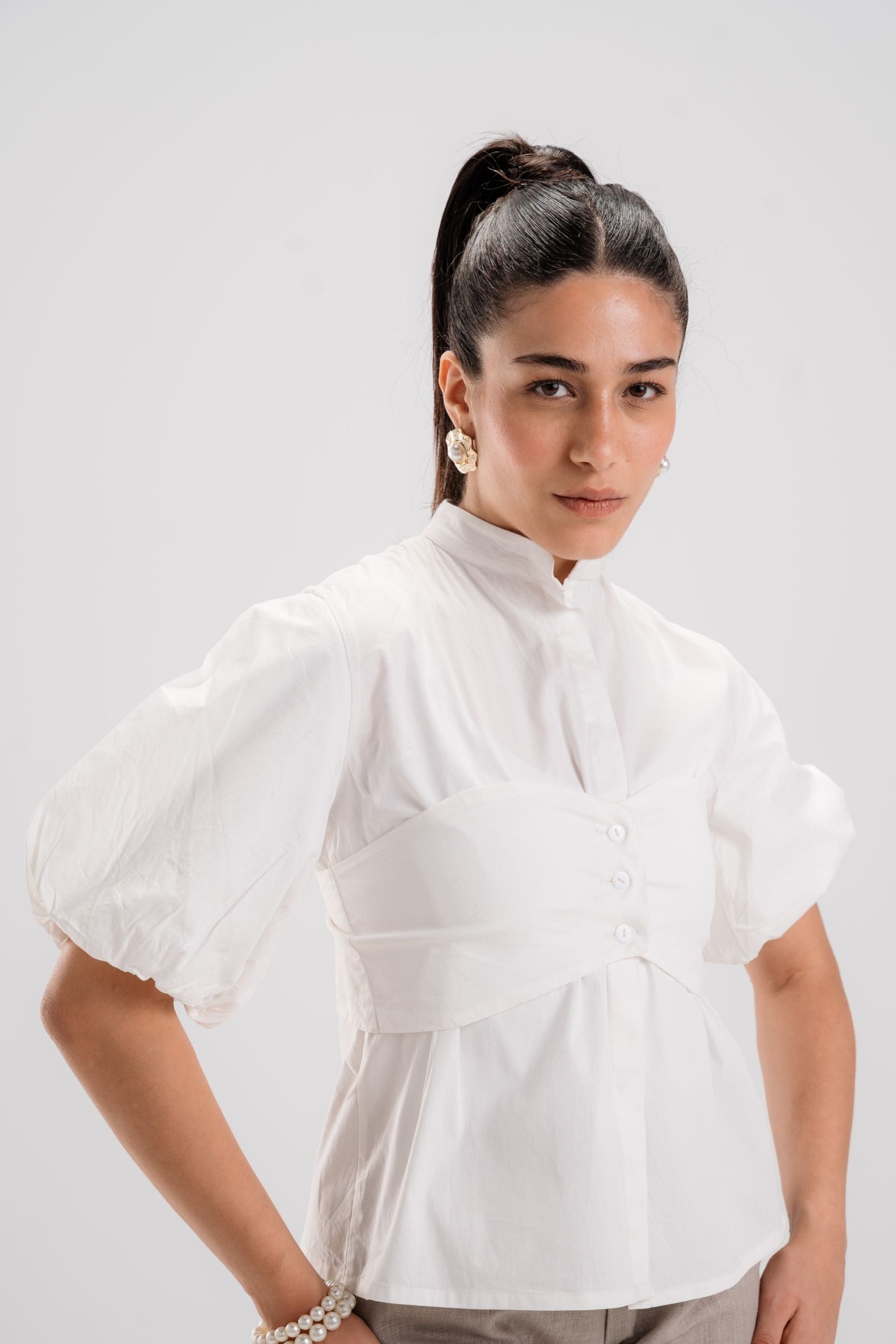 The poplin puff top